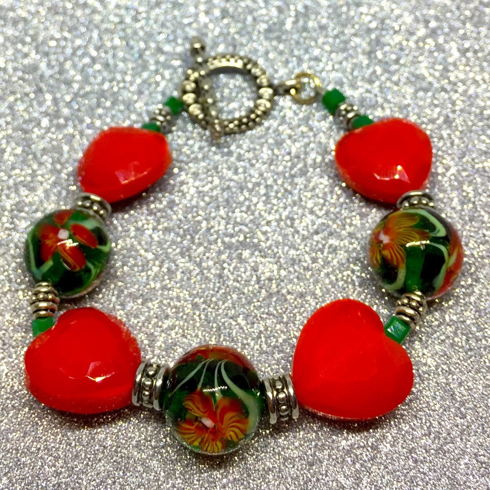 Red glass bracelet